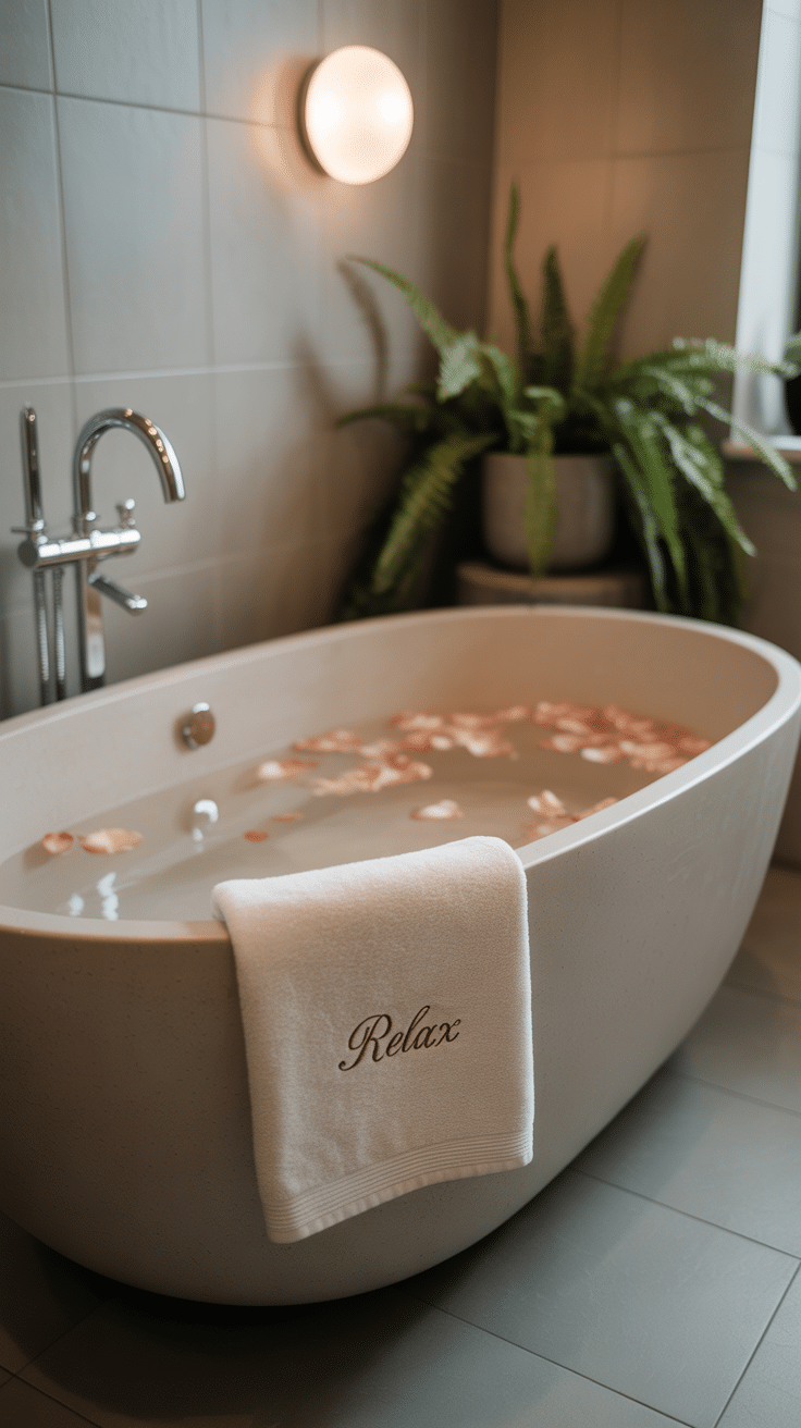 about-04 Salle de bain spa avec baignoire îlot et ambiance de détente et bien-être