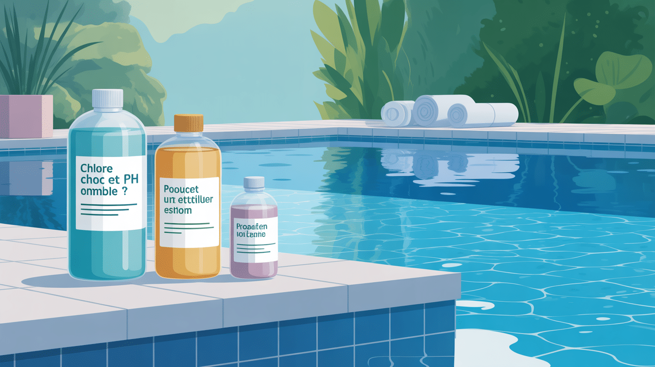 Traitement chlore choc et ph moins en même temps au bord d'une piscine
