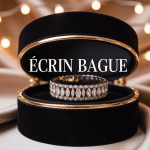 ecrin bague velours noir ouvert avec bague fiançailles