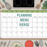planning menu mois vierge sur table cuisine