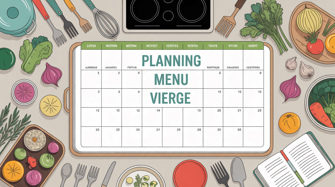 planning menu mois vierge sur table cuisine