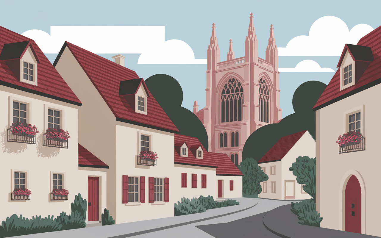 Maisons traditionnelles grès des Vosges cathédrale