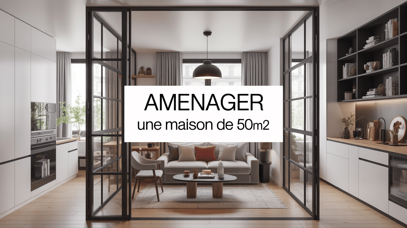 aménagement petite maison 50m2 avec mobilier multifonction et espaces optimisés