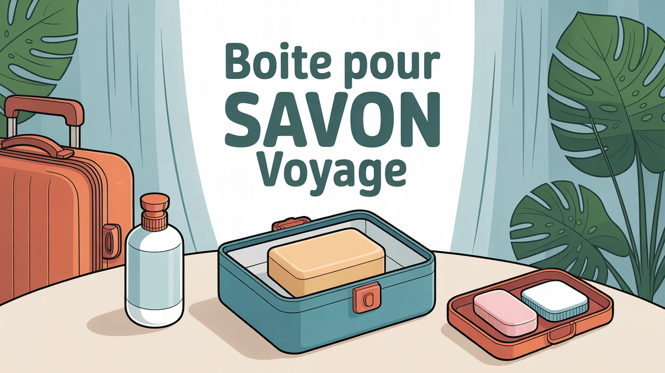 Boite pour savon voyage ouverte avec savon solide en voyage