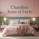 chambre rose et verte décor moderne pastel