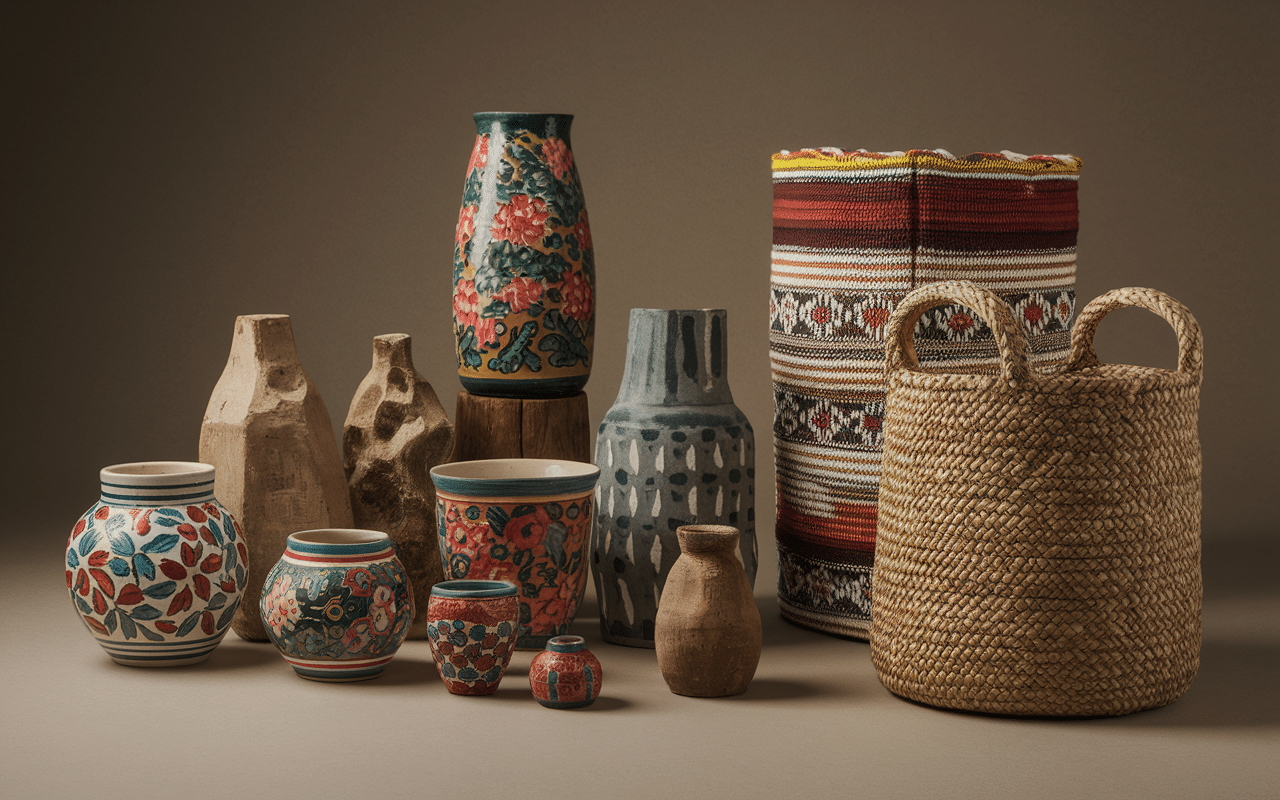 Objets artisanat deco mexicaine poteries textiles bois