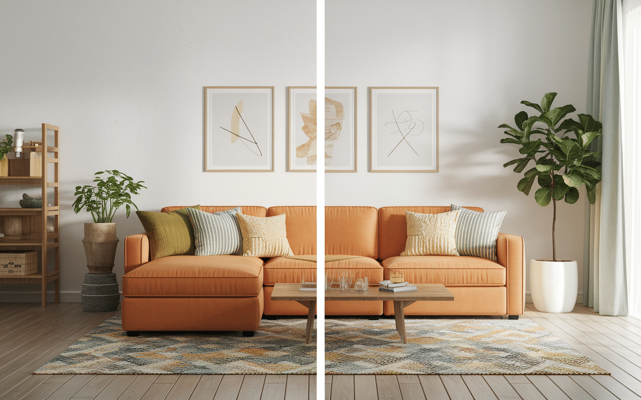 avant après housse canapé d'angle protection