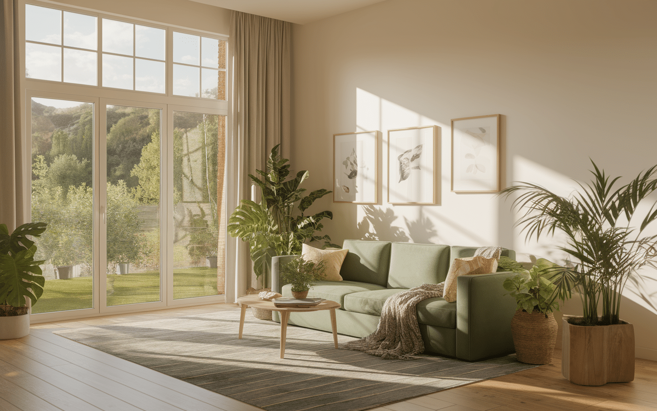 salon lumineux exposition nord ouest au soleil