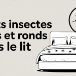 lit avec petit insecte noir rond maison illustration