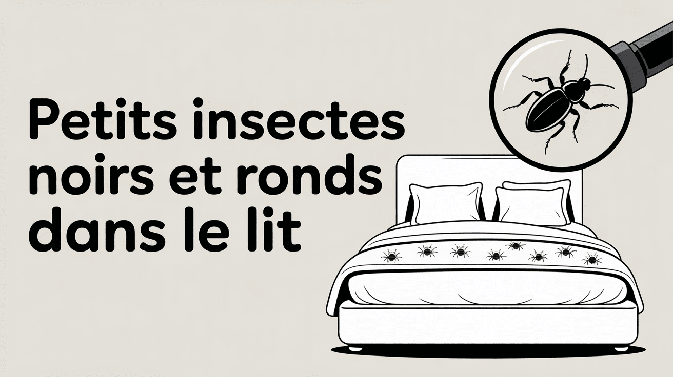 lit avec petit insecte noir rond maison illustration