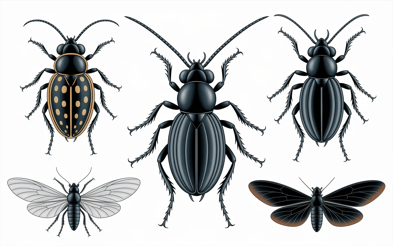 lit petit insecte noir rond maison insectes types