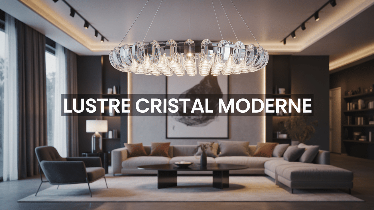 lustre cristal moderne suspendu salon élégant