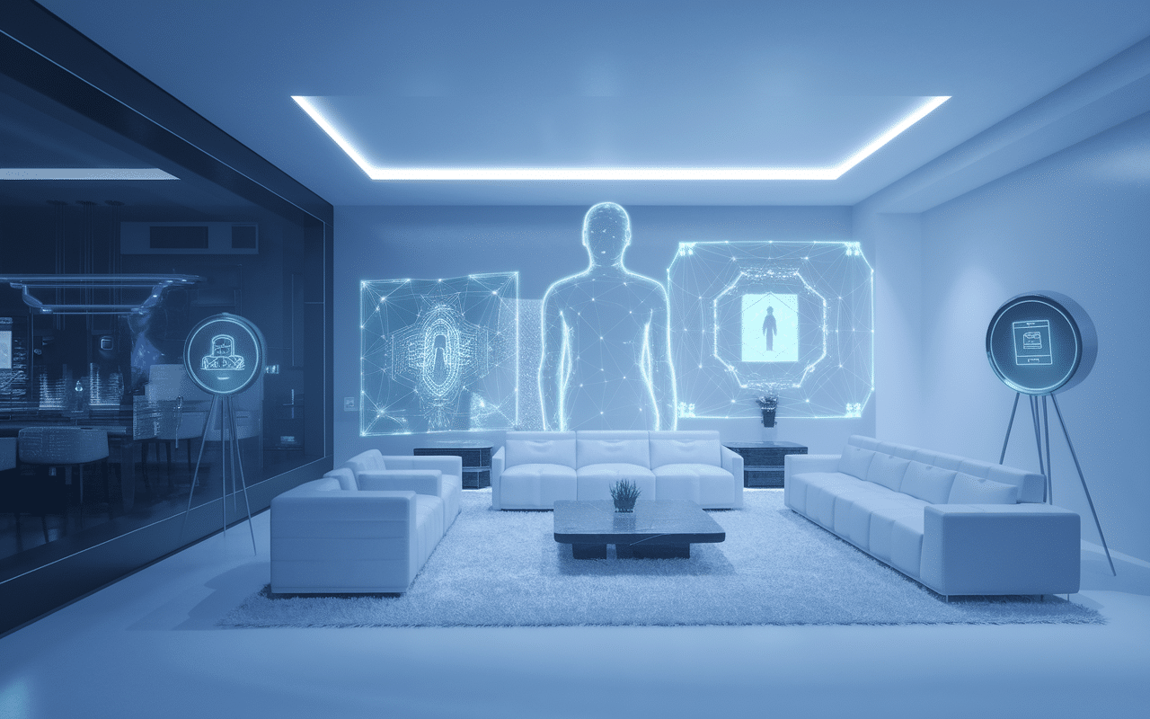 maison du futur avec écrans tactiles et objets connectés