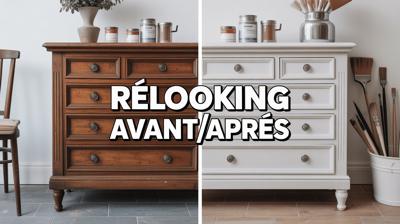 Meuble relooké avant apres commode vintage modernisée comparaison