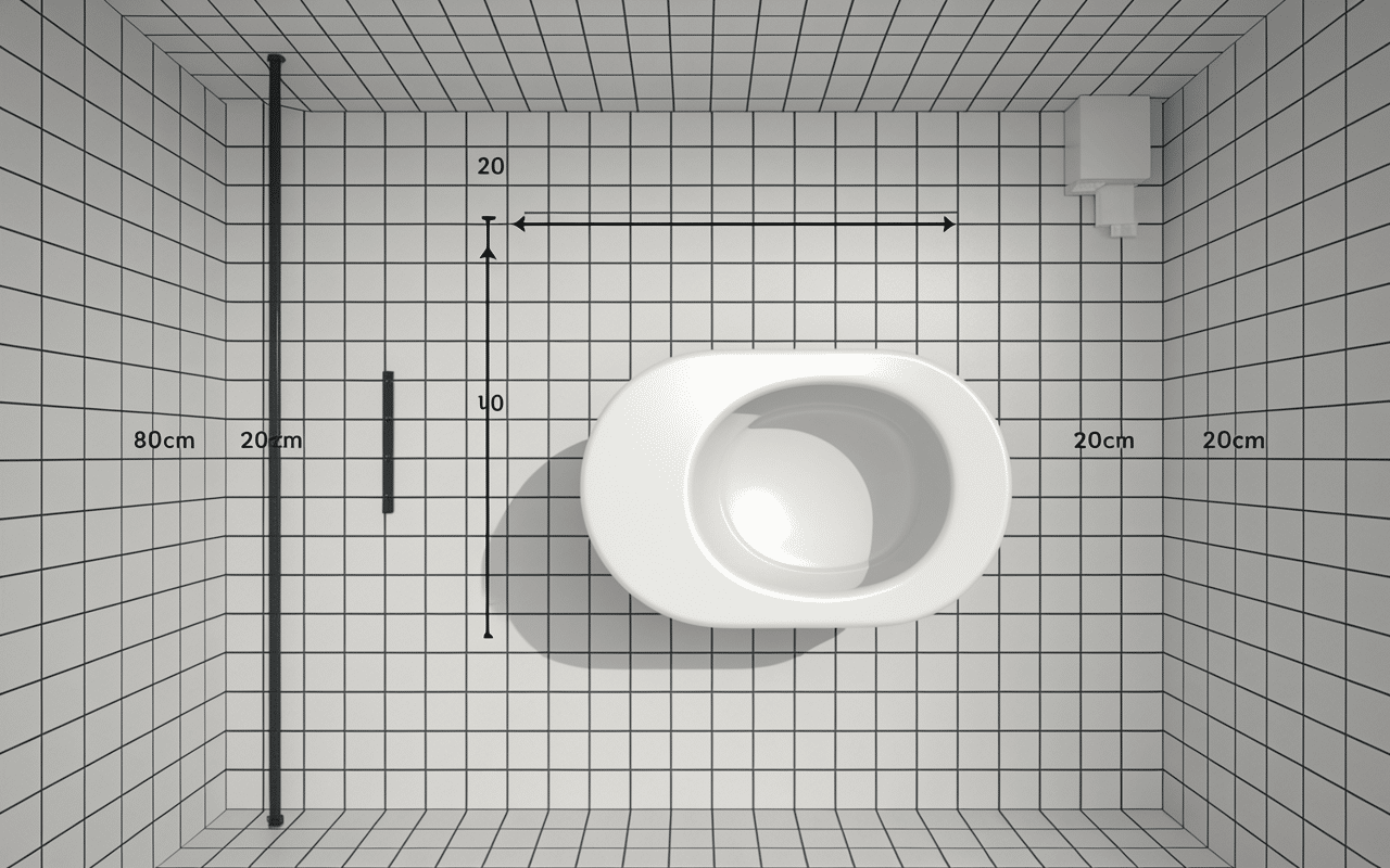 Minimum WC size schéma norme circulation WC