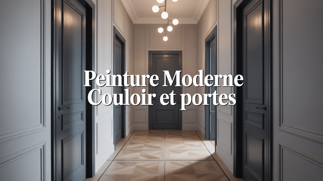moderne peinture couloir et portes gris perle et noir
