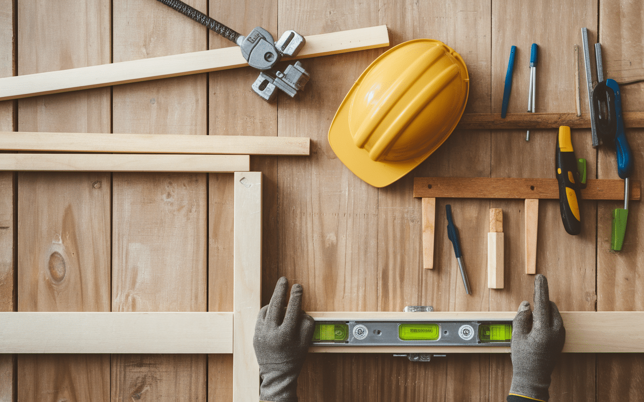 Montage dressing fait maison avec rideau et outillage