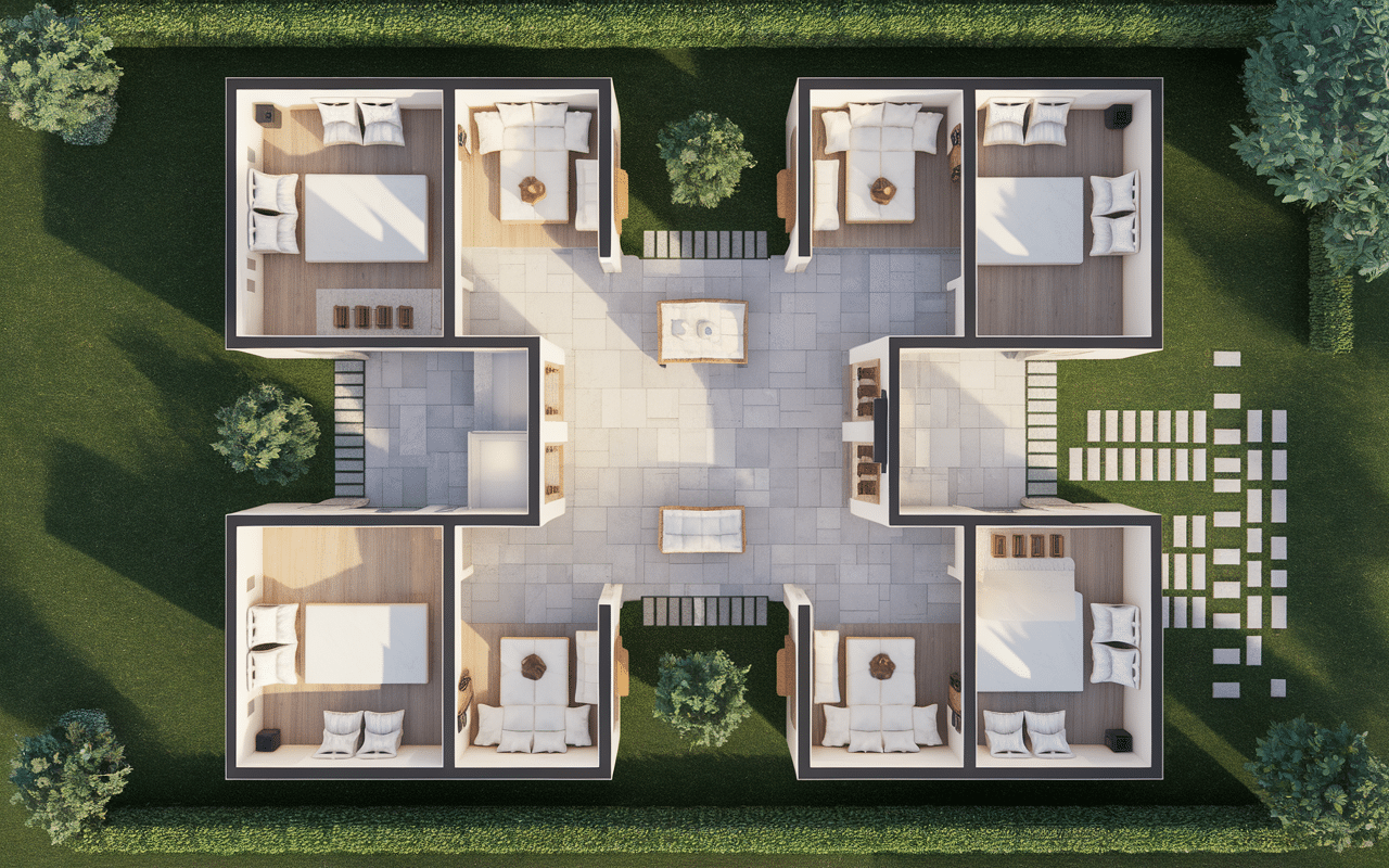 plan maison 4 chambres agencement moderne