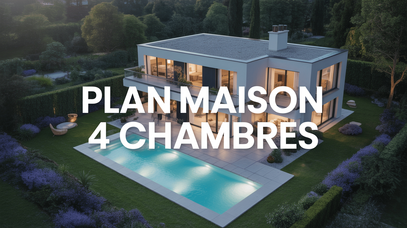 plan maison 4 chambres moderne vue aérienne