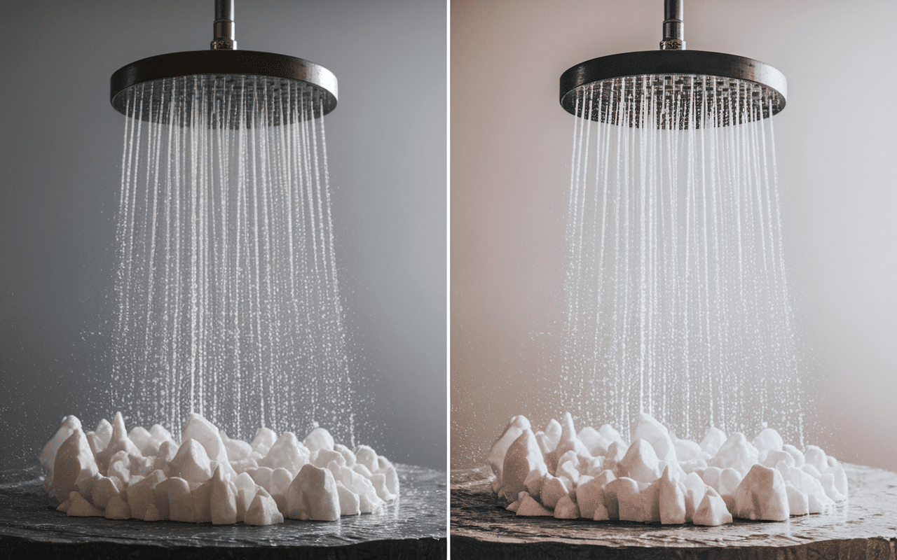 Buses pommeau de douche anti calcaire obstruées et nettoyées