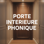 Porte intérieure phonique en bois foncé moderne fermée, couloir élégant