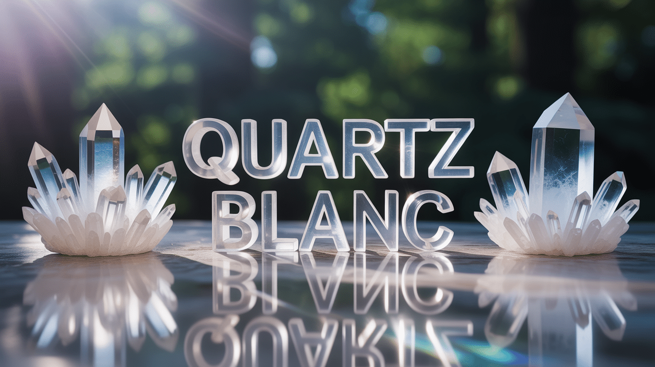 Cristaux de quartz blanc sur surface zen
