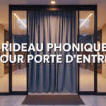 rideau phonique porte d'entrée gris élégant hall