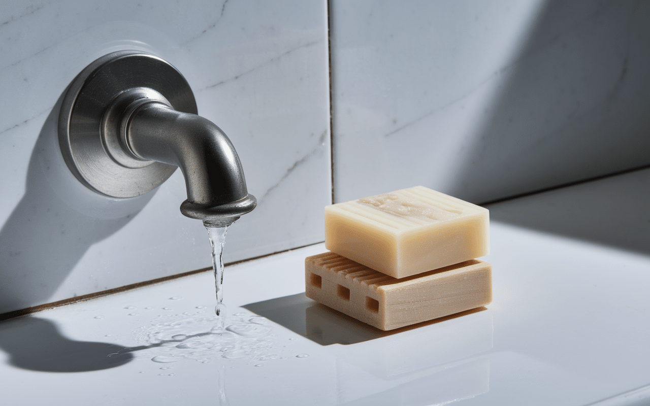 Porte savon salle de bain inox fixé mur douche