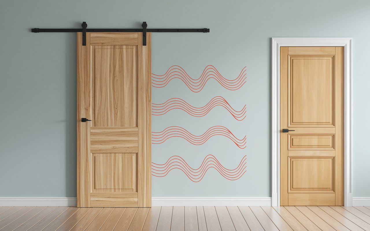 Structure interne d'une porte intérieure phonique avec âme pleine