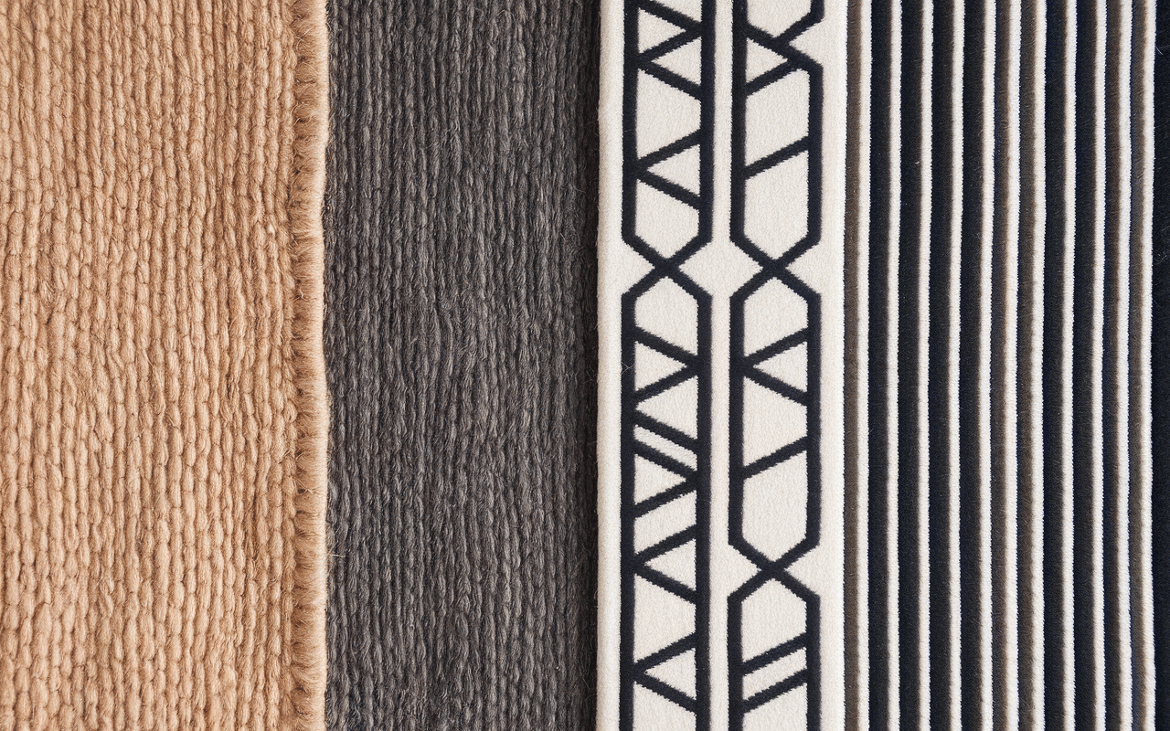 Collection tapis pour style industriel en jute coton et polypropylène