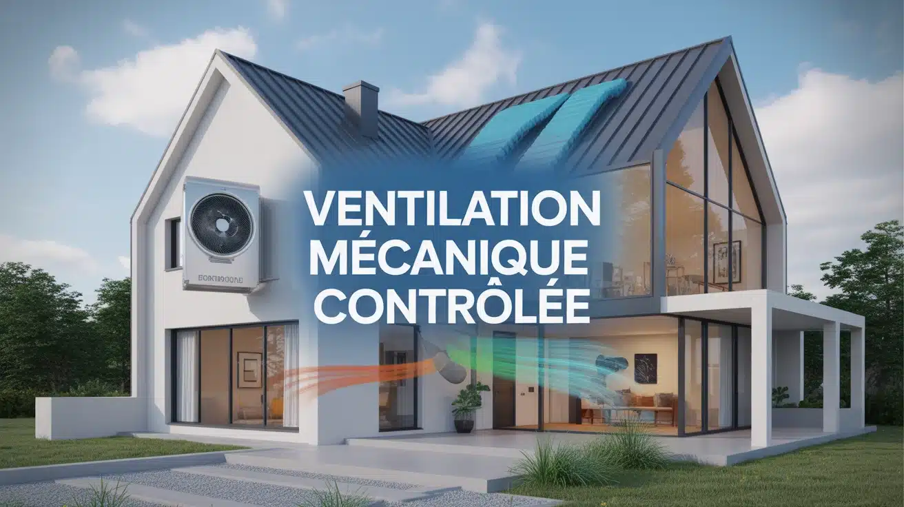 Illustration ventilation mécanique contrôlée maison avec échangeur thermique